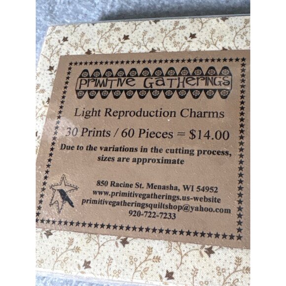 Primitive Gatherings Light Reproduction Charms 5"x5" 30 Prints 60 Pieces Quiltin - Picture 3 of 5